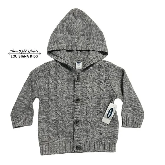 Old Navy Shirts Tops New Old Navy 62m Grey Cable Knit Hoodie